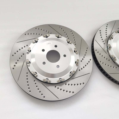 Sliver Anodized Cast Iron Brake Disc 410*36mm Drilled Slotted Rotor Floating Center