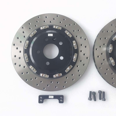 Black anodized Drilled Brake Disc Rotor 355*22mm Perforated Center Cap Bracket