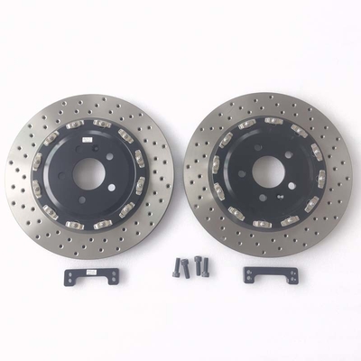 Black anodized Drilled Brake Disc Rotor 355*22mm Perforated Center Cap Bracket