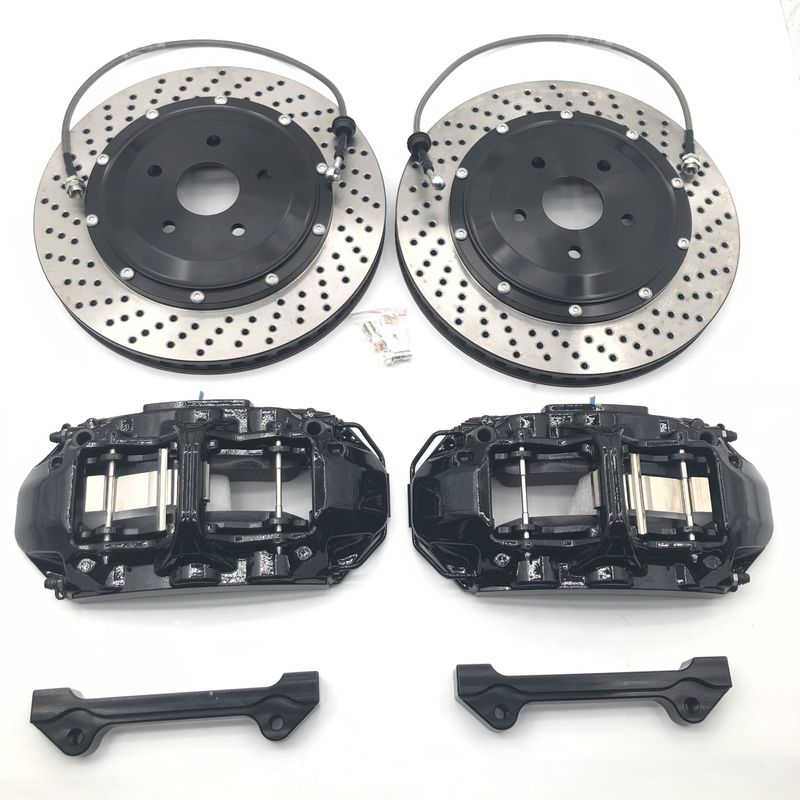 380*34mm Perforated Brake Disc 6 Pot Black Alloy Caliper