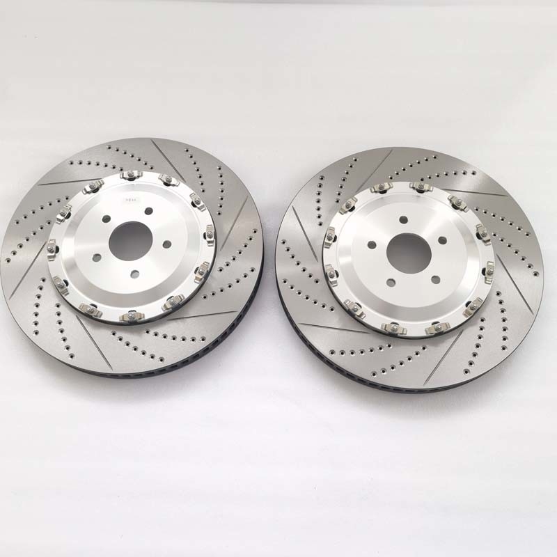 Sliver Anodized Cast Iron Brake Disc 410*36mm Drilled Slotted Rotor Floating Center